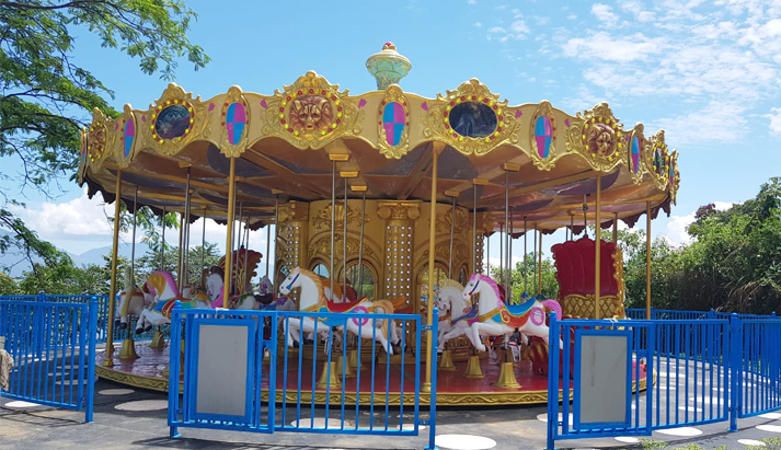 Carousel ride in the amusement park 