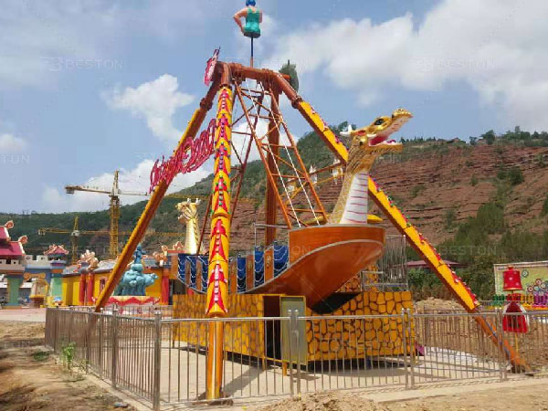 Pirate ship ride in the amusement park 